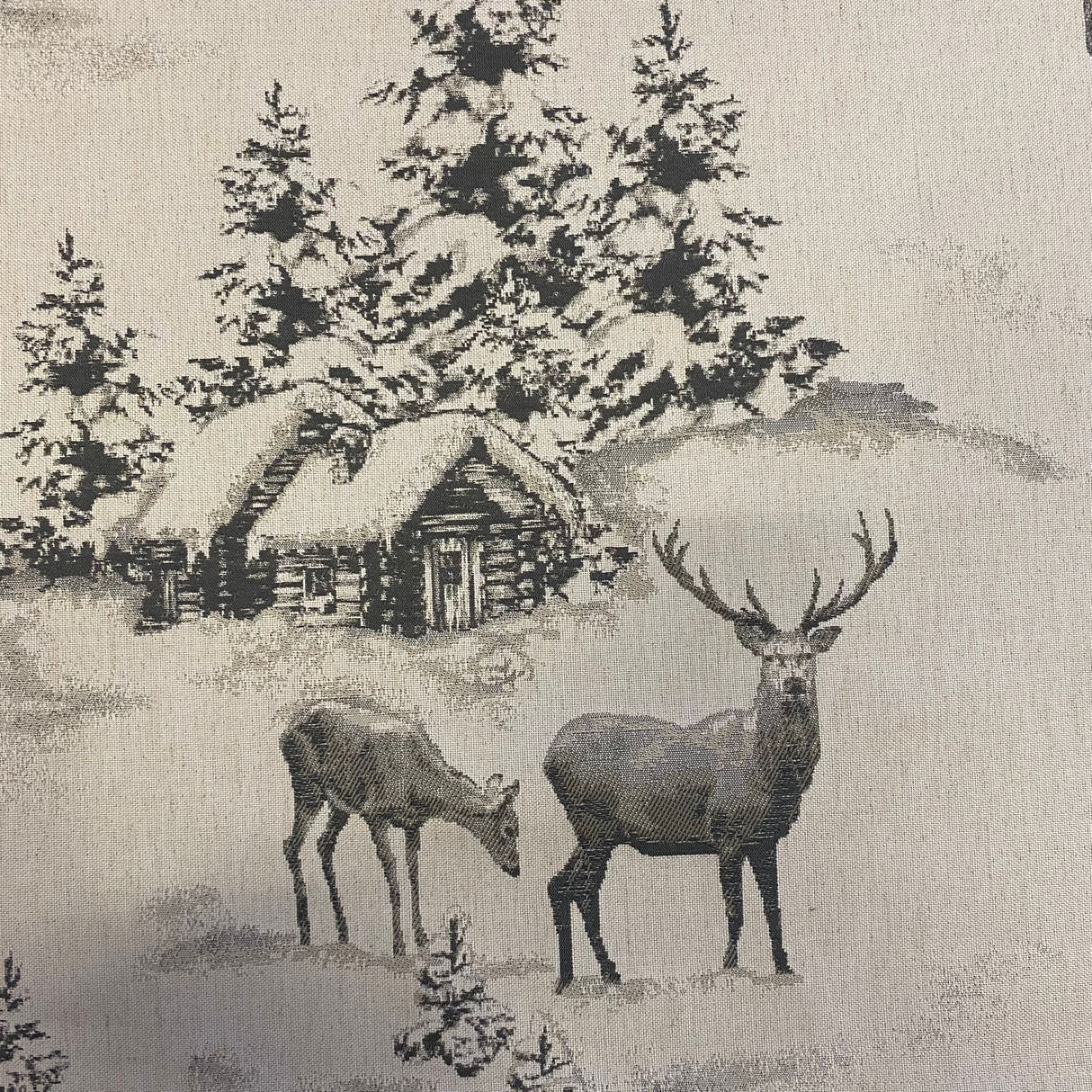 Decke Dezember mit Hirsch und Winterlandschaft – 85x85 cm | Winterdecke   von Wimpelberg