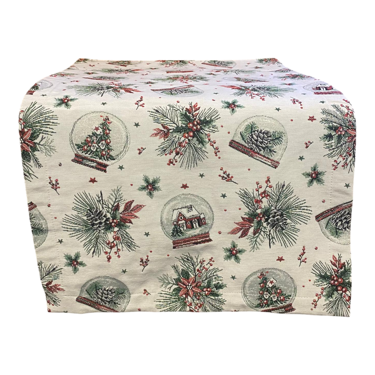 Läufer Weihnachten Schneekugeln Schnee – 38x130 cm | Weihnachtsläufer Tischdeko   von Wimpelberg