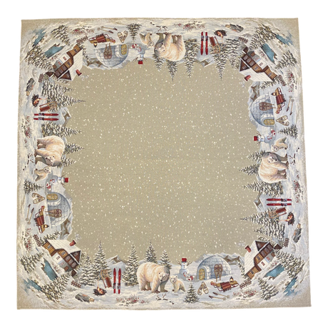 Winter Decke 100x100 cm – Gobelin Winter Eisbären | Winterdecke Deko   von Wimpelberg