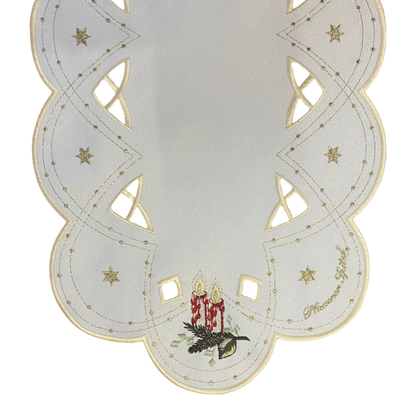 Weihnachtsdecken Plauener Spitze Weihnachtskerzen – 23x46 cm, Oval   von Wimpelberg