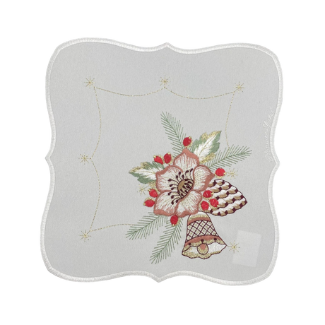 Deckchen Weihnachten Gesteck – 26x26 cm, Cremefarbig, Plauener Spitze   von Wimpelberg