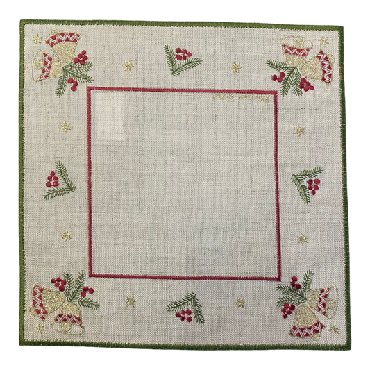 Tischdeckchen Weihnachtsglocken – 30x30 cm, Natur, Plauener Spitze   von Wimpelberg